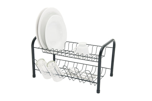 Escorredor de Louças Duplo Tubo de Aço Aramado Preto | Azzo Aramados