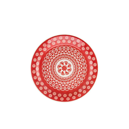 Prato de Sobremesa 20 cm Renda Mandala Vermelha | Oxford