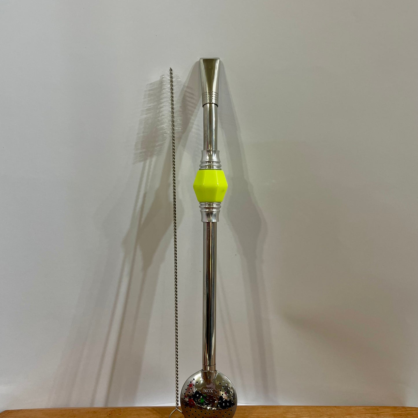 Bomba de Chimarrão Aço Inox 25 cm com Rosca - Pedra Acrílica | Garibaldi
