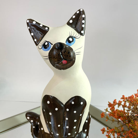 Decoração Gato em Cerâmica 24 cm – Marrom | Charme e Sofisticação para o Ambiente