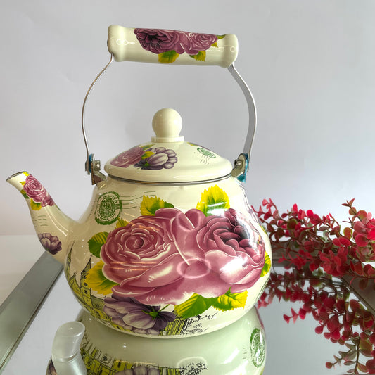 Chaleira Esmaltada 2,5L Vintage Estampa Floral