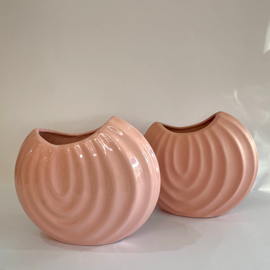 Vaso de Cerâmica Canelado Côncavo 12 cm | Cerâmica Alessandra