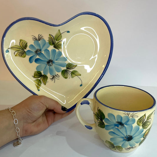Xícara com Pires em Formato de Coração para Chá – Cerâmica Star Bella