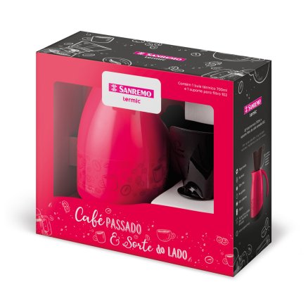Conjunto Garrafa Térmica 700 ml + Suporte para Filtro 102 | Vermelho | Sanremo