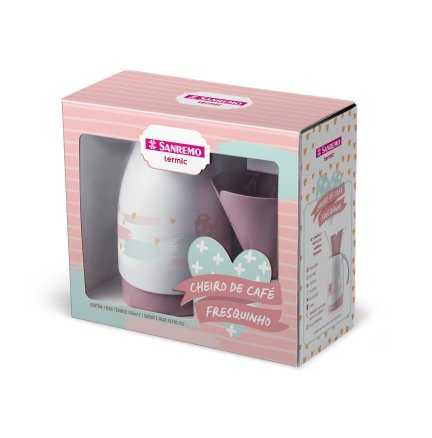 Conjunto Garrafa Térmica 700 ml + Suporte para Filtro 102 | Branco | Sanremo