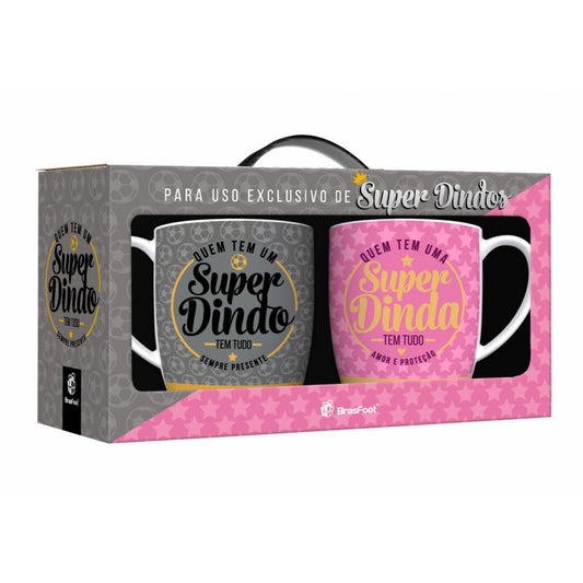 Kit com 2 Canecas Urban 300ml Família - Para Uso Exclusivo de Super Dindos! | Brasfoot