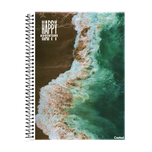 Caderno Universitário Happy Adventure 10 Matérias 200 Folhas – Capa Dura | Credeal