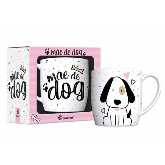 Caneca Porcelana Urban 300 ml - Mãe de Dog | Brasfoot Presentes