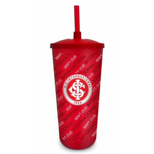 Copo Plástico 500 ml com Canudo | Inter | Brasfoot Presentes