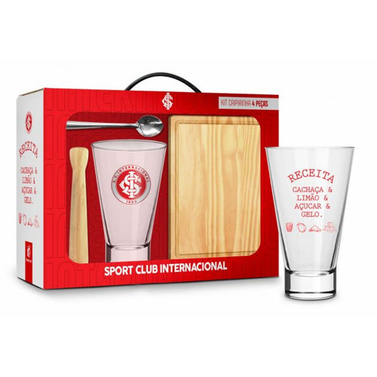 Kit Caipirinha do Inter | Copo, Socador, Tábua e Colher | Brasfoot Presentes