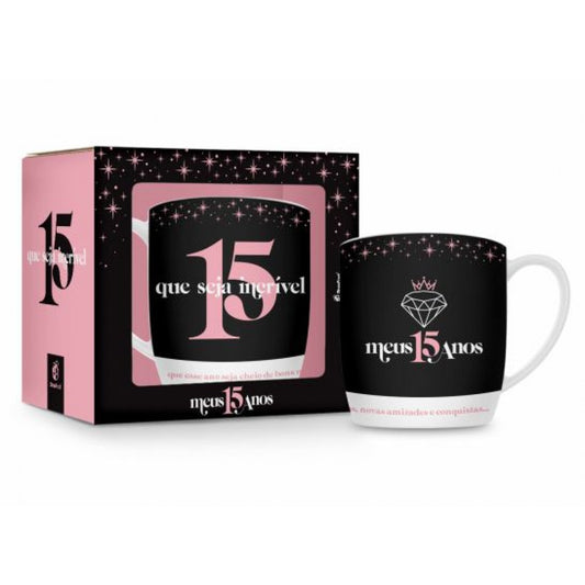 Caneca de Porcelana Urban 300ml - Meus 15 Anos, que seja Incrível! | Brasfoot Presentes