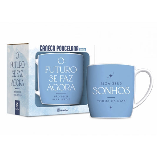 Caneca de Porcelana Urban 300 ml - O Futuro Se Faz Agora | BrasFoot Presentes