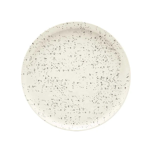 Prato de Sobremesa Cerâmica Flat 20 cm Oxford Chuvisco Moderno - Cerâmica Off-White com Detalhes