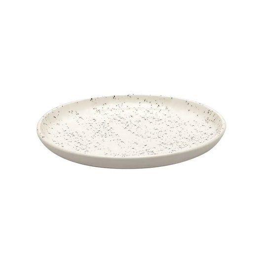 Conjunto Pratos de Sobremesa Cerâmica Flat 20 cm Oxford Chuvisco Moderno - Cerâmica Off-White com Detalhes