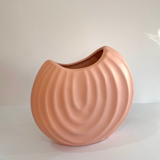 Vaso de Cerâmica Canelado Côncavo 12 cm | Cerâmica Alessandra