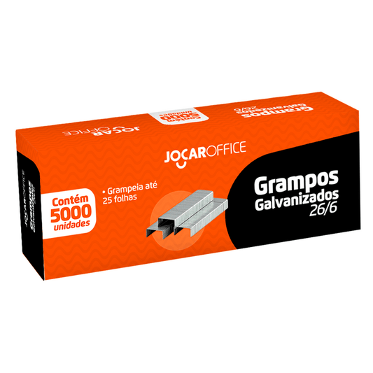 Grampo Galvanizado 26/6 Caixa com 5000 Unidades | Jocar Office