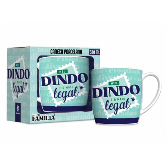 Caneca de Porcelana Urban 300 ml - Meu Dindo É o Mais Legal | BrasFoot Presentes