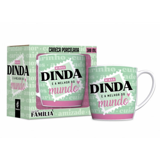 Caneca de Porcelana Urban 300 ml - Minha Dinda É a Melhor Do Mundo | BrasFoot Presentes