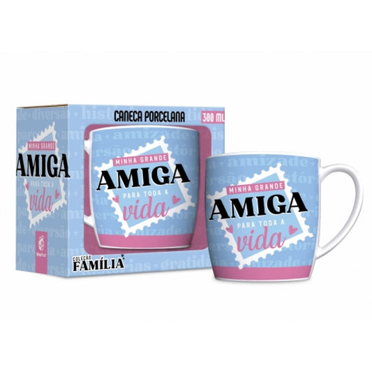 Caneca de Porcelana Urban 300 ml - Grande Amiga Para a Vida Toda | BrasFoot Presentes