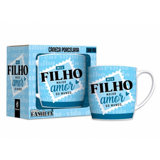 Caneca de Porcelana Urban 300 ml - Filho, Maior Amor do Mundo | BrasFoot Presentes