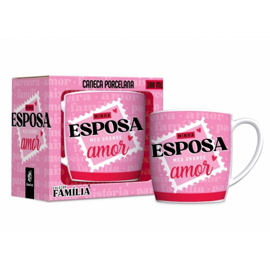 Caneca de Porcelana Urban 300 ml - Minha Esposa Meu Grande Amor | BrasFoot Presentes