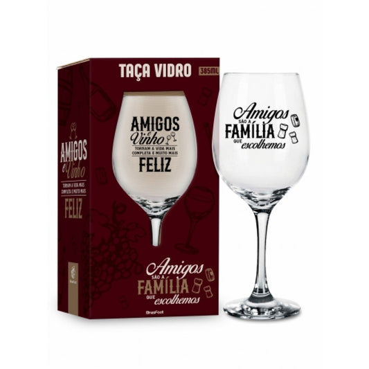 Taça de Vinho 385 ml - Amigos e Vinho | BrasFoot Presentes