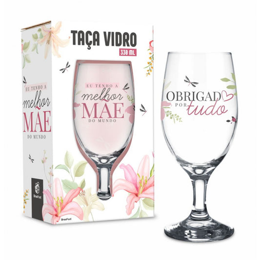 Taça Windsor 330 ml - Tenho a Melhor Mãe do Mundo | BrasFoot Presentes