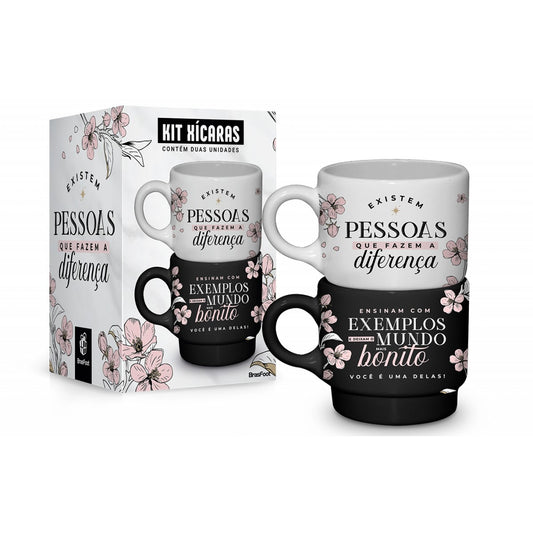 Kit 2 Xícaras 210 ml - Pessoas que Fazem a Diferença | BrasFoot Presentes