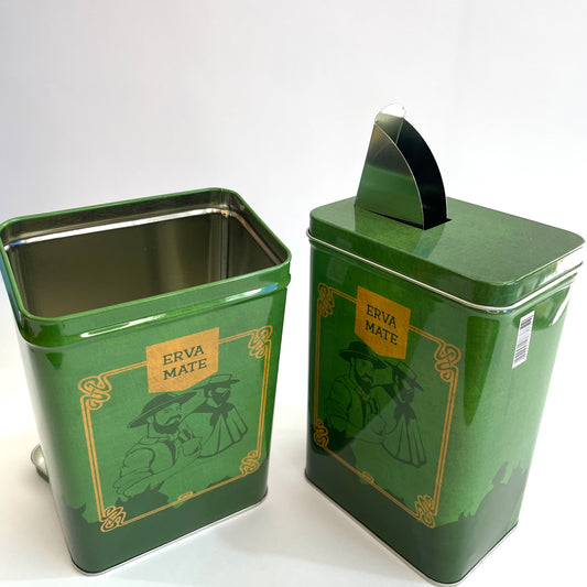 Porta Erva Mate Lata M Verde com Dosador | Conservador Aromas Chimarrão