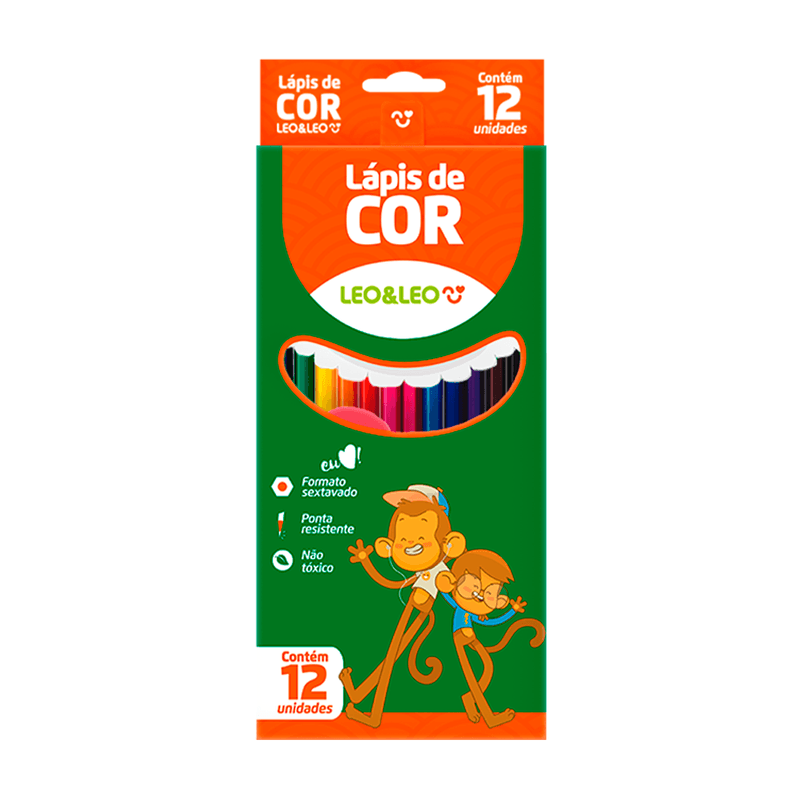 Kit 12 Lápis de Cor Sextavado Flex | Leo&Leo