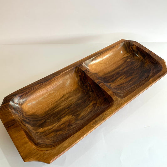 Gamela Rústica de Madeira com 2 Divisórias – Artesanal e Decorativa