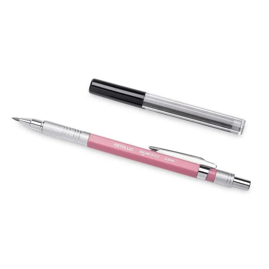 Lapiseira Metallic 2.0mm Rosa com Tubo de 8 Minas de Grafite | JocarOffice