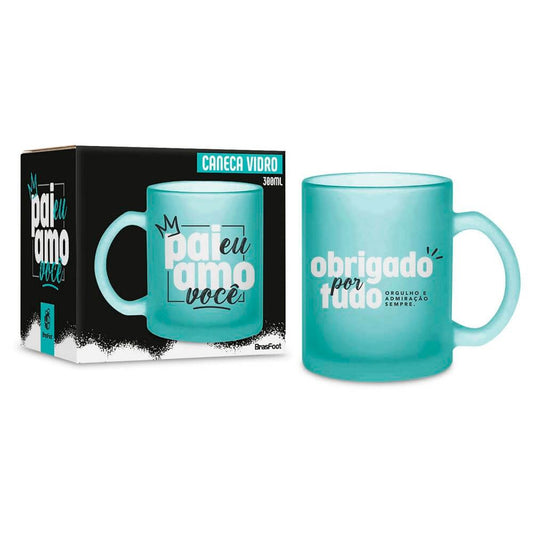 Caneca de Vidro Diamond 300ml - Pai, Eu Amo Você | Brasfoot