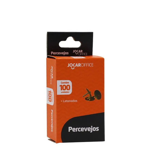 Percevejo Dourado Caixa com 100 Unidades | Jocar Office