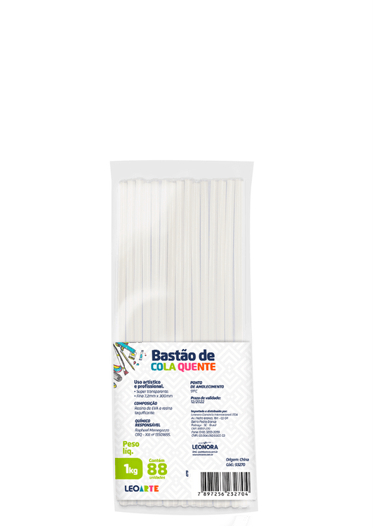 Pacote de Bastão Fino de Cola Quente de Silicone Pacote com 1 Quilo | Leoarte