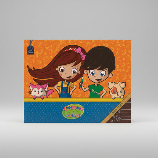 Caderno Foroni Meia Pauta 40 Folhas – Cartografia Capa Dura, Brochura, 248×190 mm, Linha Começando a Escrever