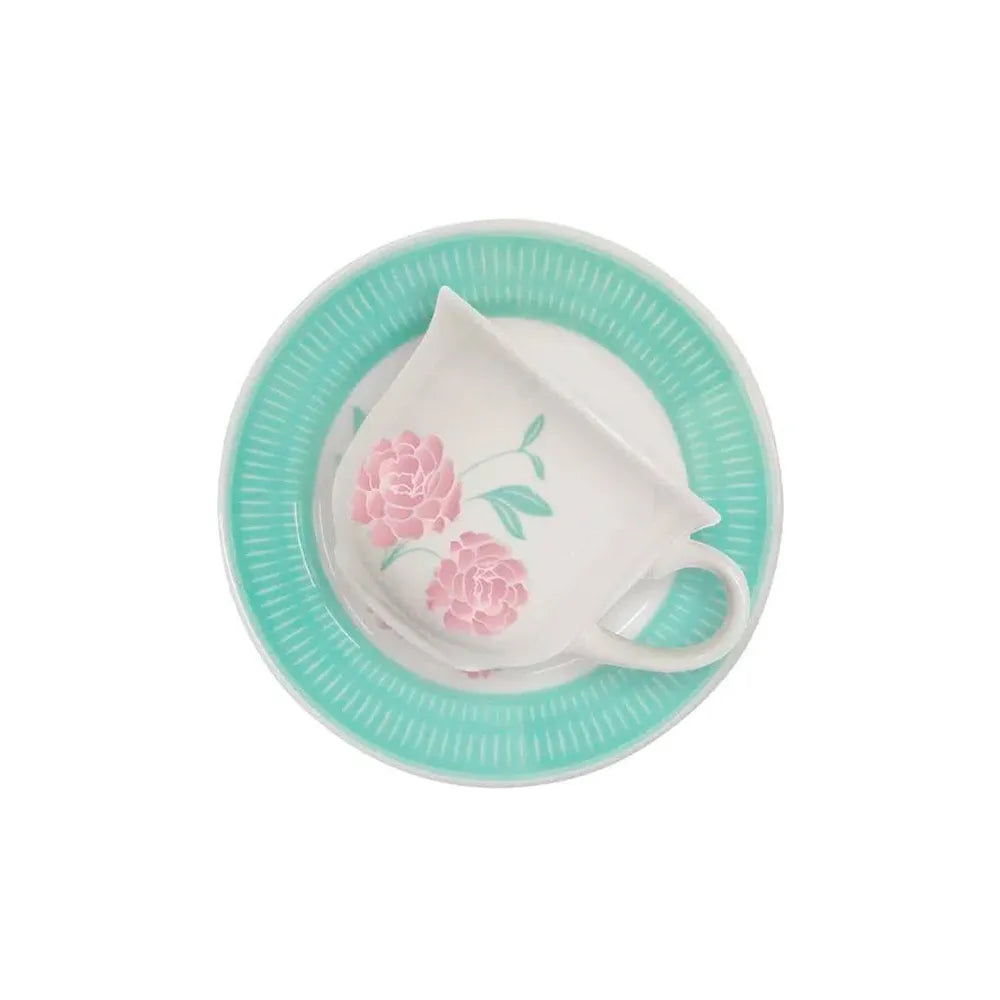 Xícara de Chá com Pires Biona Donna Bloom – Cerâmica 180 ml – Design Floral Romântico – Resistente a Micro-ondas e Lava-Louças | Oxford Porcelanas