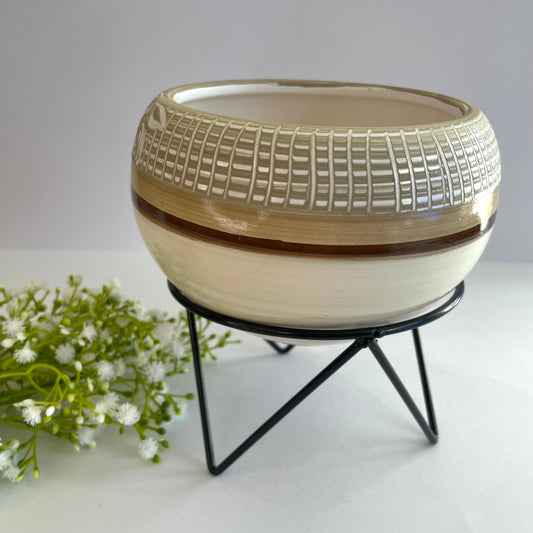 Cachepot Decorativo G em Cerâmica com Suporte Cristal – Star Bella