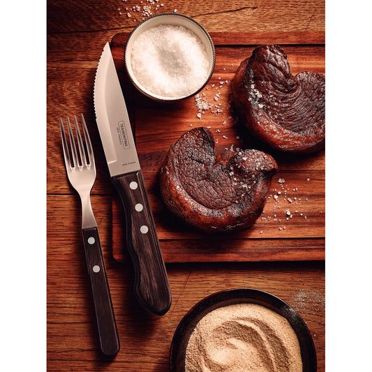 Jogo de Talheres para Churrasco 12 peças 6 Facas Jumbo e 6 Garfos de Mesa | Tramontina