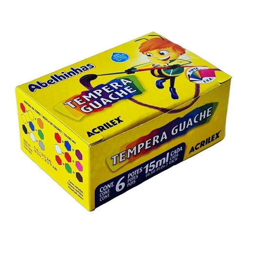 Tinta Tempera Guache 6 Cores Frasco 15ml | Acrilex