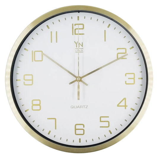Relógio de Parede 25 cm - Branco e Dourado | Yn Clock