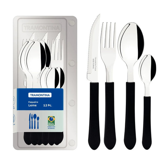 Faqueiro Conjunto de Talheres 12 Peças Leme com Lâminas em Aço Inox e Cabos de Polipropileno | Três Opções de Cores | Tramontina