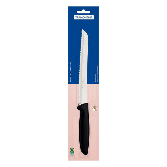 Faca para Pão Plenus com Lâmina em Aço Inox e Cabo de Polipropileno Preto 8" | Tramontina