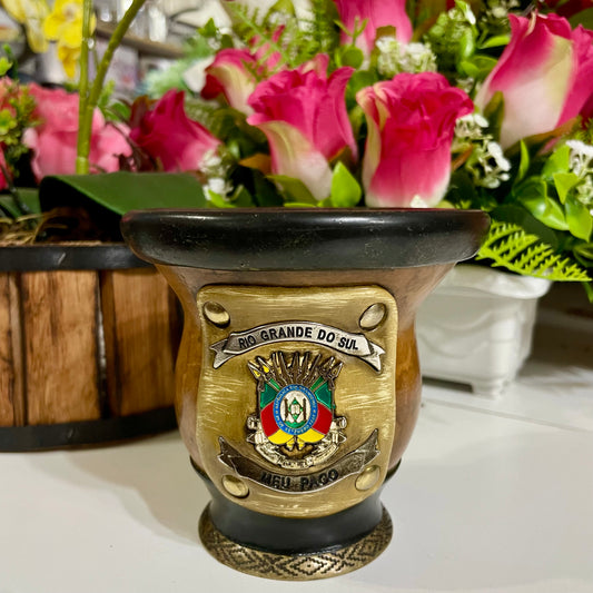 Cuia de Chimarrão de Porongo 10 cm Brasão do Rio Grande Do Sul | Eduardo Benites Cuias