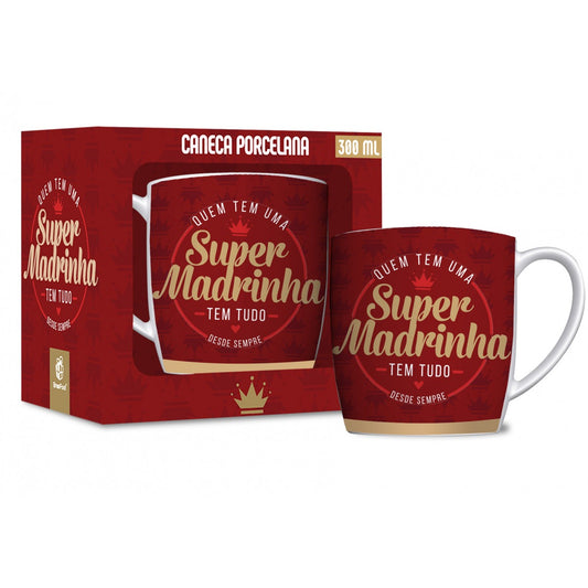 Caneca de Porcelana Urban 300ml Família - Quem tem uma Super Madrinha, tem Tudo! | Brasfoot