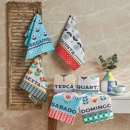 Kit 7 Panos de Copa Estampado Semaninha 40 cm x 60 cm | Lepper