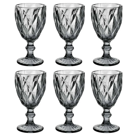 Conjunto 6 Taças de Vidro Diamond Preto 260 ml | Original Glass