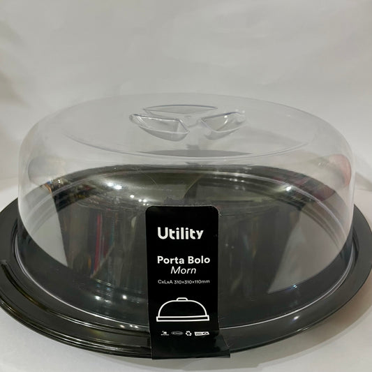 Porta Bolo Plástico com Tampa Morn | Preto | Utility