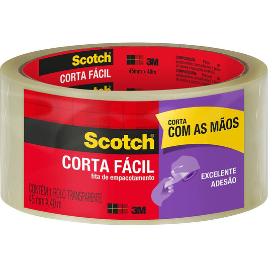 Fita Adesiva Scotch Corta Fácil 45mm x 40m Transparente – 3M | Fácil Corte Manual