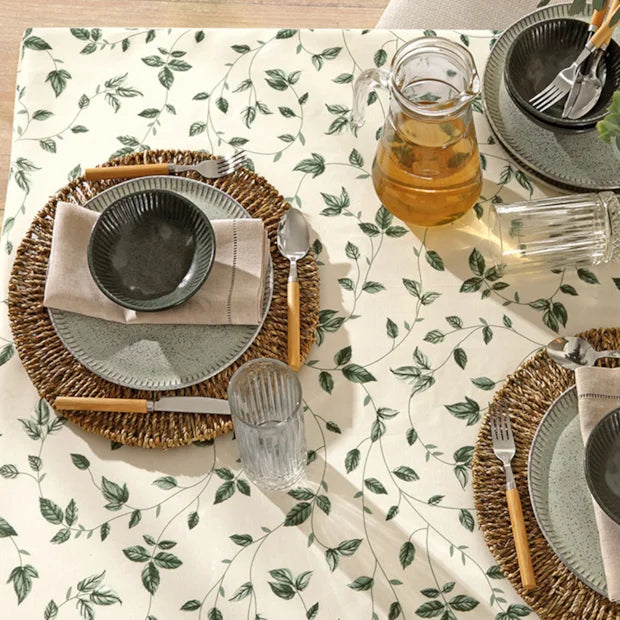 Toalha de Mesa Döhler Clean Athenas Botânica 1,40 m × 2,10 m (Retangular 6 Lugares) – 50% Algodão / 50% Poliéster, Estampa Folhagem, Fácil Limpeza